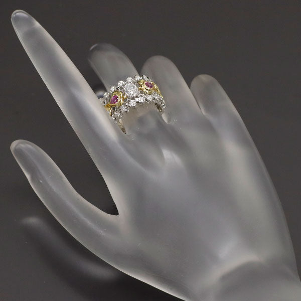 K18YG/ Pt900 ダイヤモンド ピンクサファイア リング 0.34ct PS0.43ct D0.22ct