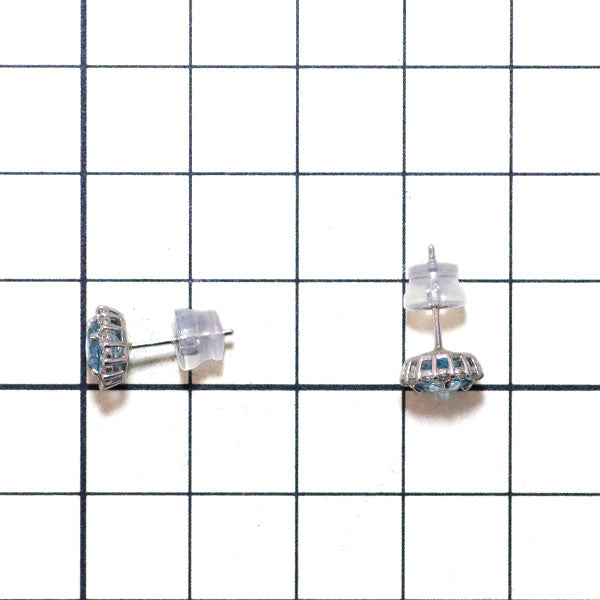 新品 Pt900 ブルージルコン ダイヤモンド ピアス 1.58ct D0.26ct 【エスコレ】