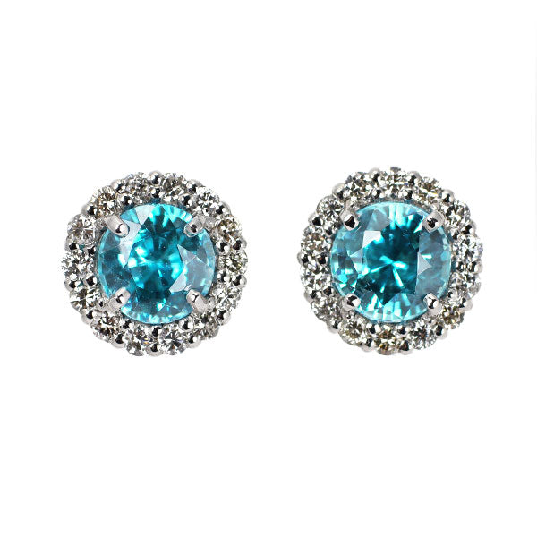 新品 Pt900 ブルージルコン ダイヤモンド ピアス 1.58ct D0.26ct 【エスコレ】