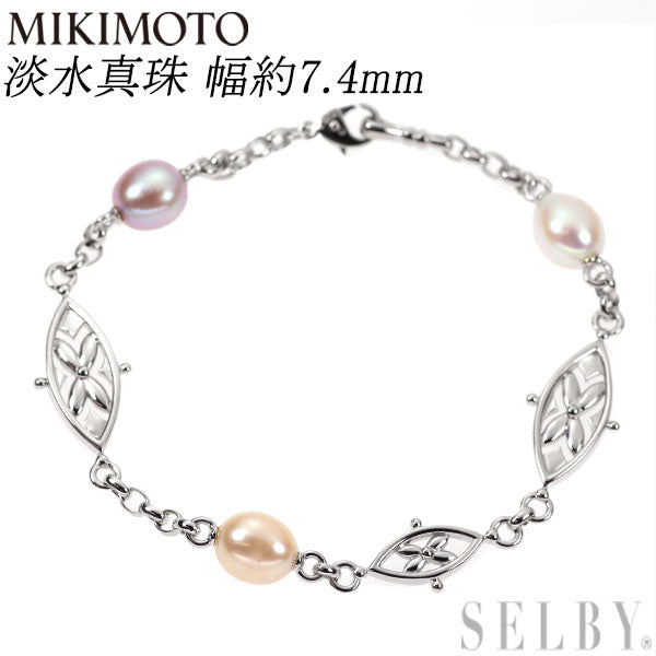 ミキモト K18WG 淡水 真珠 ブレスレット 幅約7.4mm