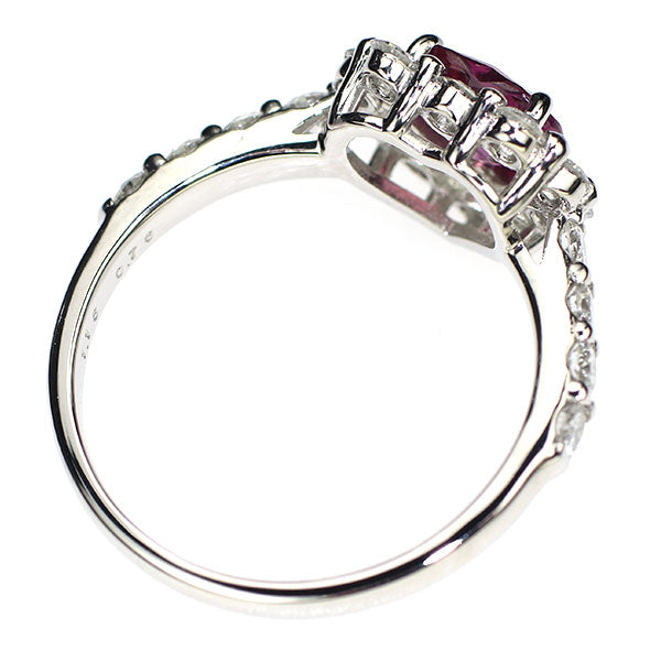 新品 Pt950 ハートシェイプ 非加熱 ピジョンブラッドルビー ダイヤモンド リング 1.15ct D0.76ct【エスコレ】