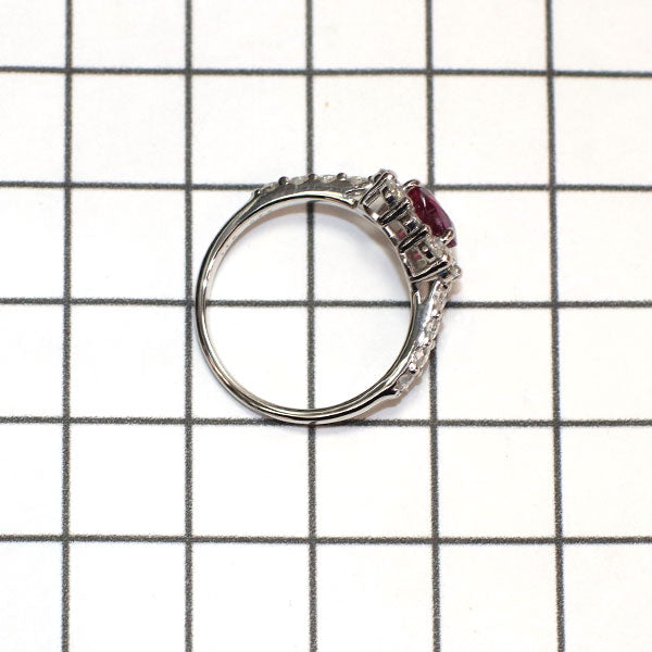 新品 Pt950 ハートシェイプ 非加熱 ピジョンブラッドルビー ダイヤモンド リング 1.15ct D0.76ct【エスコレ】
