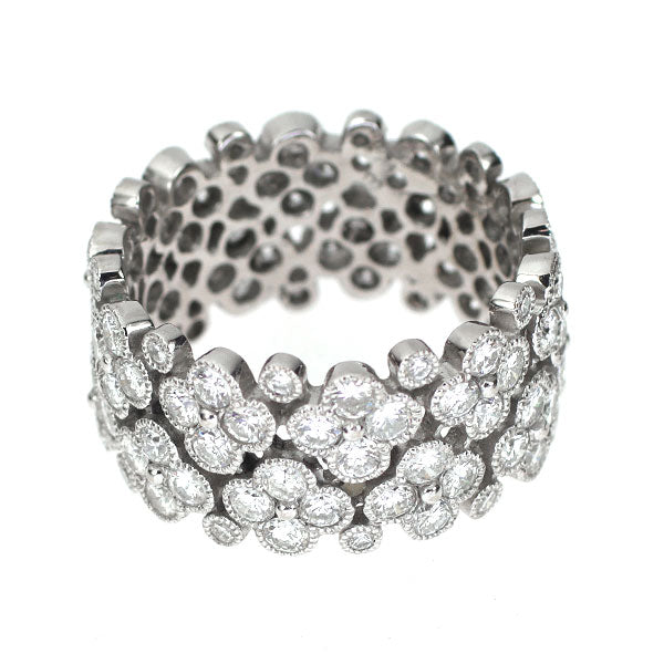 K18WG ダイヤモンド リング 3.35ct フルエタニティ フラワー