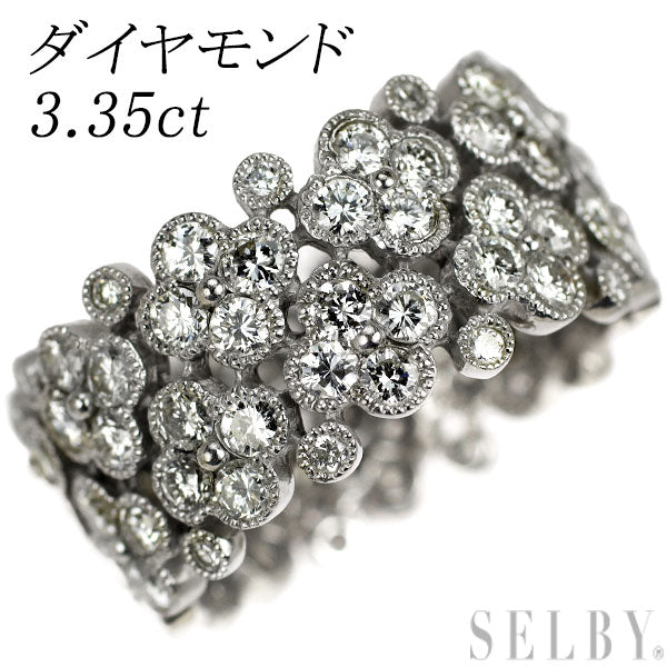 K18WG ダイヤモンド リング 3.35ct フルエタニティ フラワー