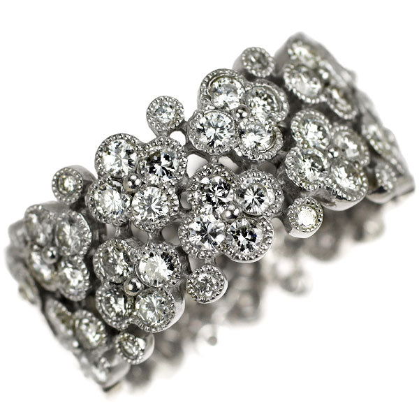 K18WG ダイヤモンド リング 3.35ct フルエタニティ フラワー