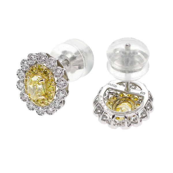 Pt900/ K18YG 天然イエローダイヤモンド ピアス 0.373ct FIY SI1/SI2 D0.26ct