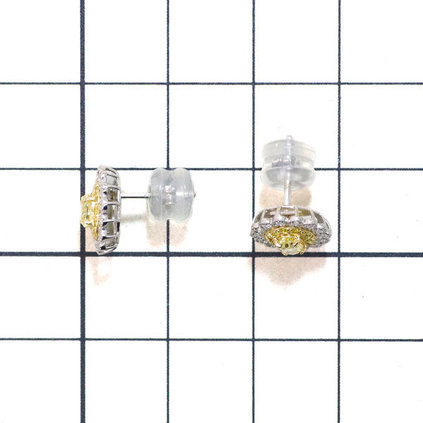 Pt900/ K18YG 天然イエローダイヤモンド ピアス 0.373ct FIY SI1/SI2 D0.26ct