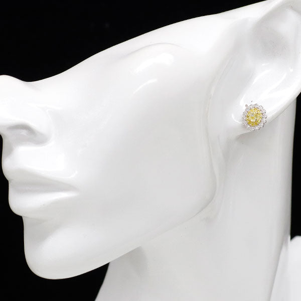 Pt900/ K18YG 天然イエローダイヤモンド ピアス 0.373ct FIY SI1/SI2 D0.26ct