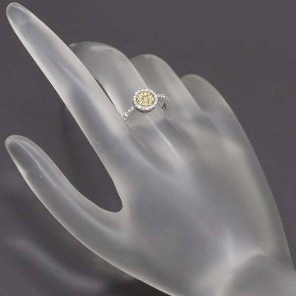 Pt900/ K18YG 天然イエローダイヤモンド リング 0.22ct D0.27ct