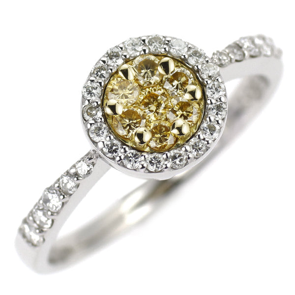 Pt900/ K18YG 天然イエローダイヤモンド リング 0.22ct D0.27ct