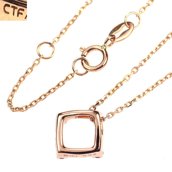 周大福 K18PG ルビー ダイヤモンド ペンダントネックレス R0.12ct D0.069ct