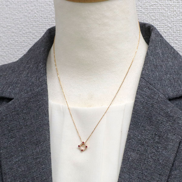 周大福 K18PG ルビー ダイヤモンド ペンダントネックレス R0.12ct D0.069ct