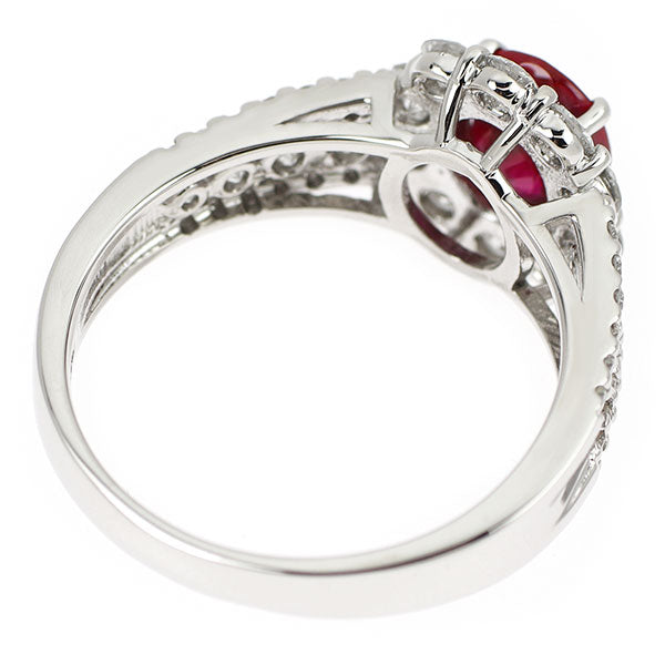 Pt900 ビルマ産 ピジョンブラッド ルビー ダイヤモンド リング 1.12ct D0.89ct