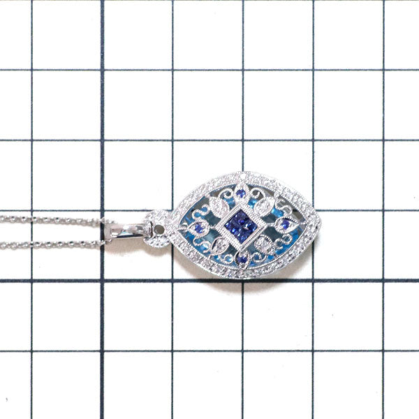 K18WG ブルートパーズ サファイア ダイヤモンド ペンダントネックレス 6.27ct S0.26ct D0.23ct