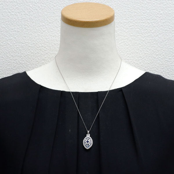 K18WG ブルートパーズ サファイア ダイヤモンド ペンダントネックレス 6.27ct S0.26ct D0.23ct