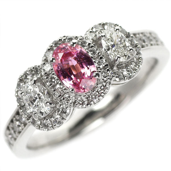 Pt950 非加熱 ピンク サファイア ダイヤモンド リング 0.559ct D0.62ct