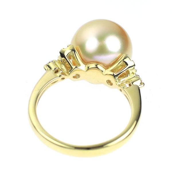 K18YG ゴールデン 真珠/パール ダイヤモンド リング 径約 11.5mm D0.13ct