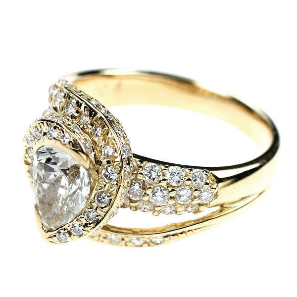 K18YG ペアシェイプ ダイヤモンド リング 1.002ct D0.96ct