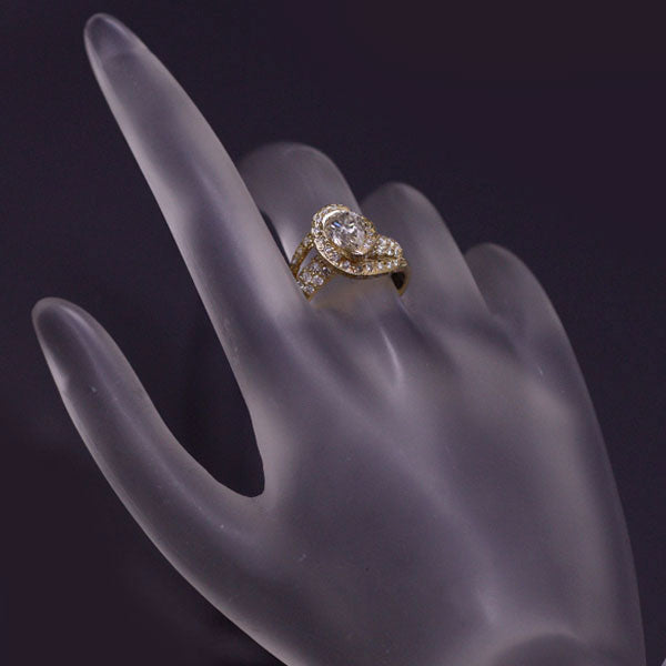 K18YG ペアシェイプ ダイヤモンド リング 1.002ct D0.96ct