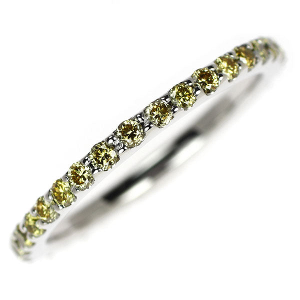 K18WG トリートイエローダイヤモンド リング 0.67ct フルエタニティ