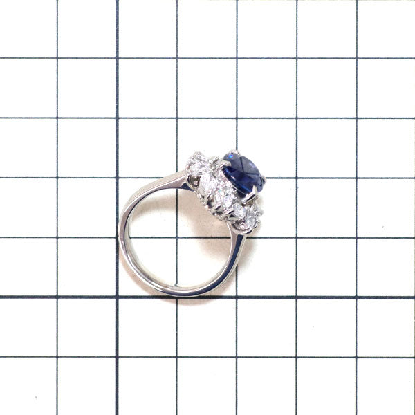 Pt900 ビルマ産 非加熱サファイア ダイヤモンド リング 3.32ct D1.33ct