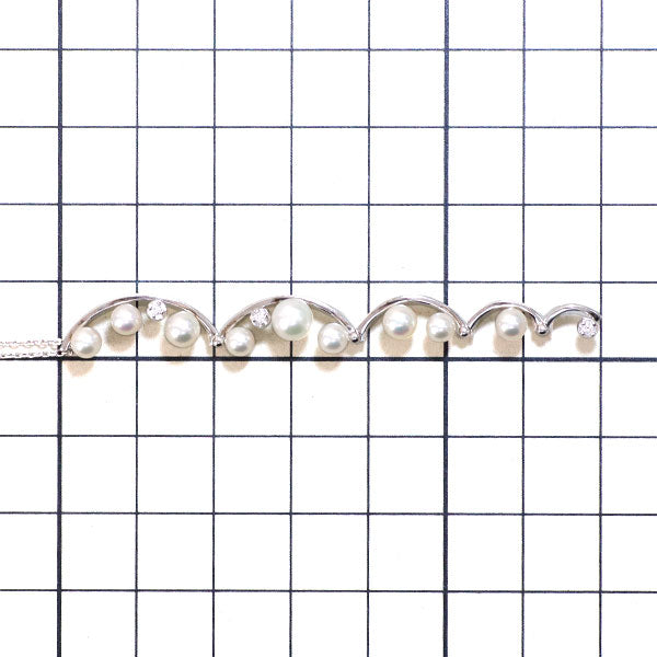 田崎真珠 K18WG アコヤ真珠 ダイヤモンド ペンダントネックレス 径約3.7-5.3mm 3WAY