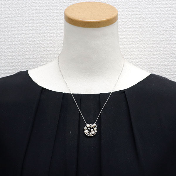 田崎真珠 K18WG アコヤ真珠 ダイヤモンド ペンダントネックレス 径約3.7-5.3mm 3WAY