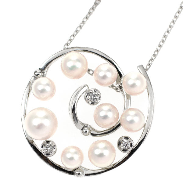 田崎真珠 K18WG アコヤ真珠 ダイヤモンド ペンダントネックレス 径約3.7-5.3mm 3WAY