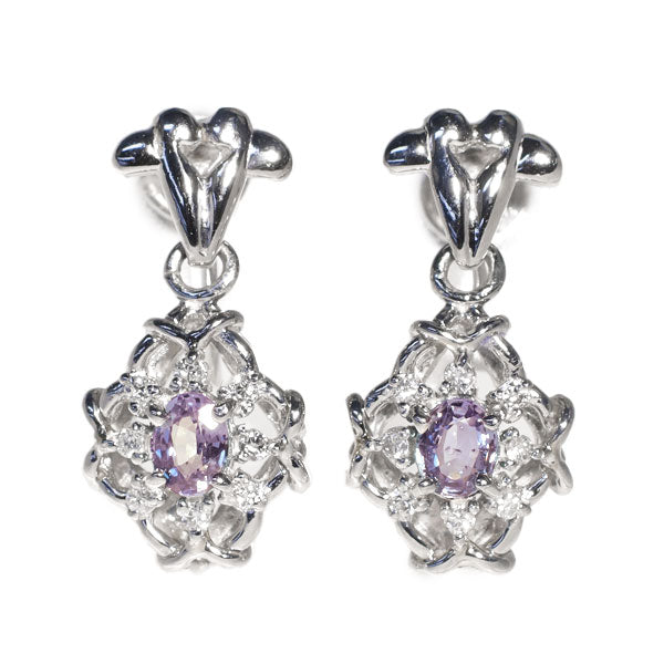 希少 Pt900/Pt850 アレキサンドライト ダイヤモンド イヤリング 0.44ct D0.26ct