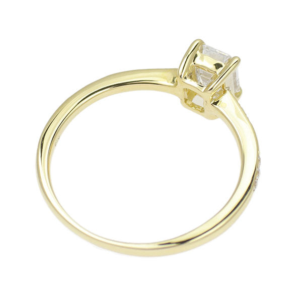 K18YG エメラルドカット ダイヤモンド リング 0.603ct E VS1 D0.05ct