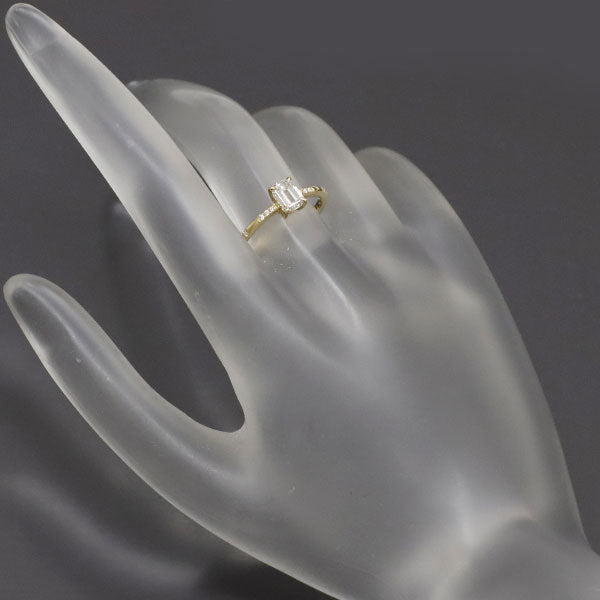 K18YG エメラルドカット ダイヤモンド リング 0.603ct E VS1 D0.05ct