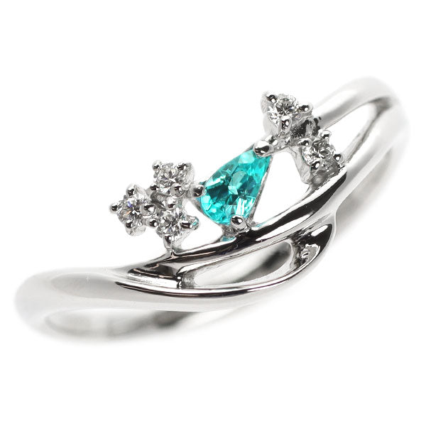 Pt900 ブラジル産 パライバトルマリン ダイヤモンド リング 0.09ct D0.07ct