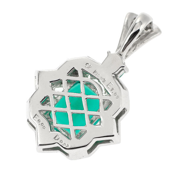 クレサンベール K18WG 再結晶エメラルド ダイヤモンド ペンダントトップ 1.14ct D0.27ct