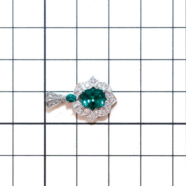 クレサンベール K18WG 再結晶エメラルド ダイヤモンド ペンダントトップ 1.14ct D0.27ct