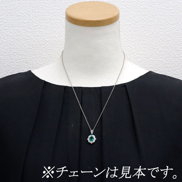 クレサンベール K18WG 再結晶エメラルド ダイヤモンド ペンダントトップ 1.14ct D0.27ct