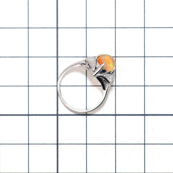 Pt800 ファイアーオパール ダイヤモンド リング 陽刻ヴィンテージ製品 昭和レトロ【ヒスコレ】