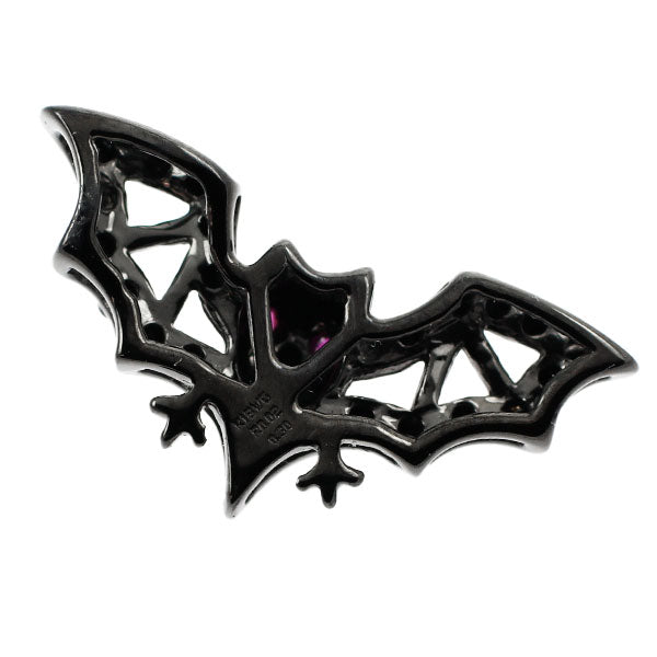 ブラックコーティング/ K18WG ブラックダイヤモンド ルビー ペンダントトップ BD0.30ct R0.02ct コウモリ