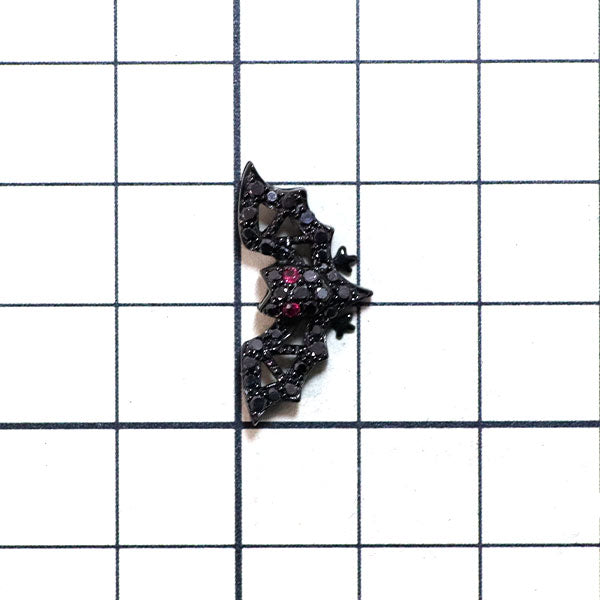 ブラックコーティング/ K18WG ブラックダイヤモンド ルビー ペンダントトップ BD0.30ct R0.02ct コウモリ