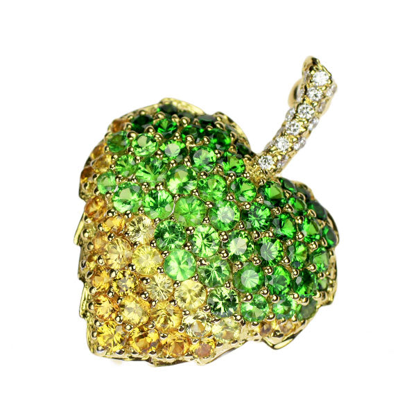 K18YG/WG グロッシュラーライトガーネット ダイヤモンド ペンダントトップ 2.32ct D0.11ct