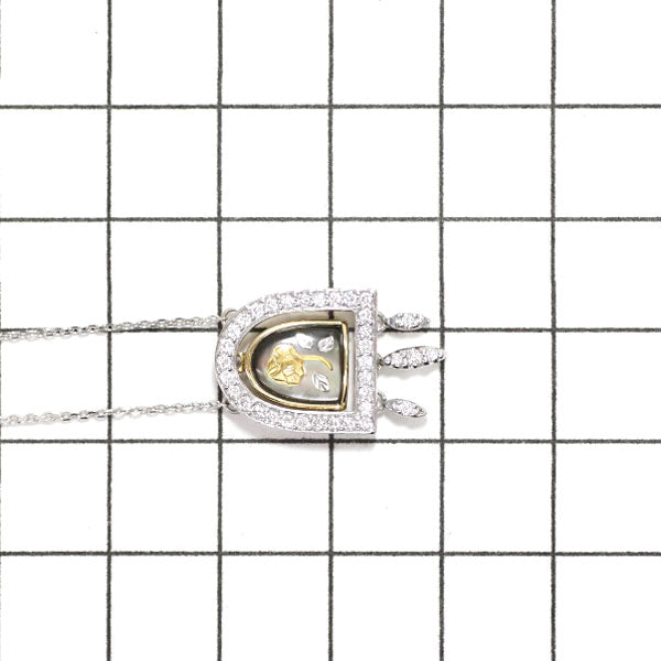 K18YG/WG シェル ダイヤモンド ネックレス 0.29ct ピクウェ フラワー