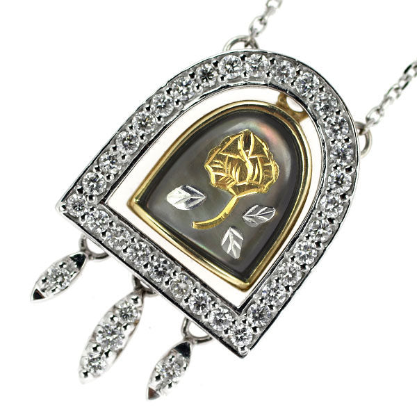 K18YG/WG シェル ダイヤモンド ネックレス 0.29ct ピクウェ フラワー