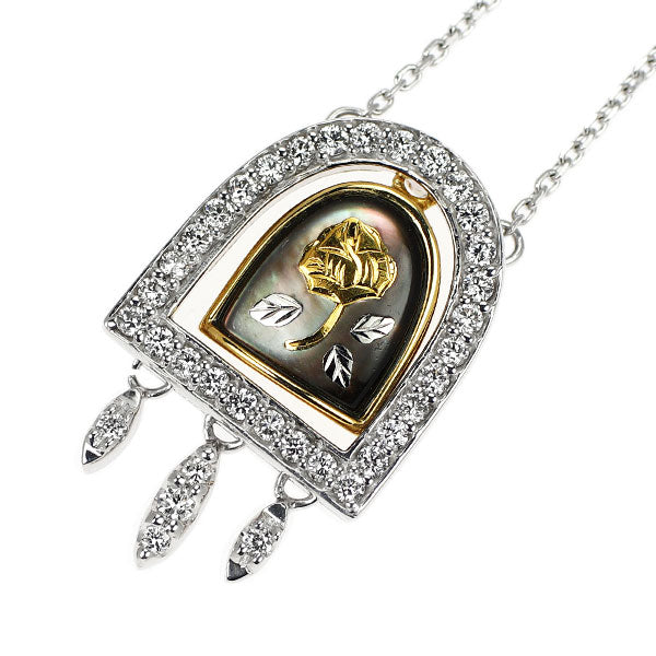 K18YG/WG シェル ダイヤモンド ネックレス 0.29ct ピクウェ フラワー