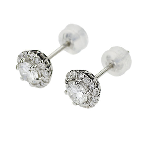 新品 Pt900/ Pt950 ダイヤモンド ピアス 0.837ct F/G SI2 G D0.24ct 【エスコレ】中ソ2枚