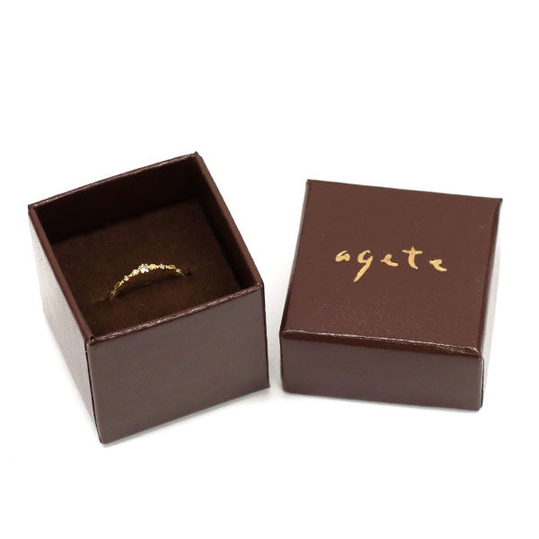 アガット K18YG ローズカット/ラウンドブリリアント ダイヤモンド リング 0.04ct