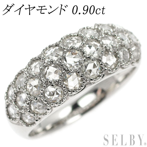 Pt900 ローズカット ダイヤモンド リング 0.90ct パヴェ