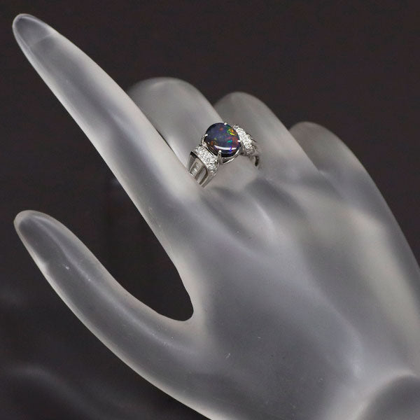 Pt900 ブラックオパール ダイヤモンド リング 1.23ct D0.34ct
