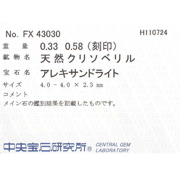 希少 Pt アレキサンドライト ダイヤモンド ペンダントネックレス 0.33ct D0.58ct