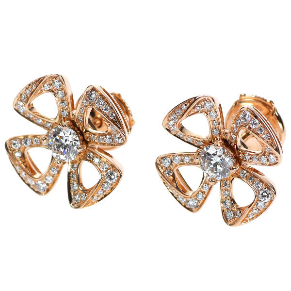 ブルガリ K18PG ダイヤモンド ピアス フィオレヴァー 《セルビー銀座店》【中古】