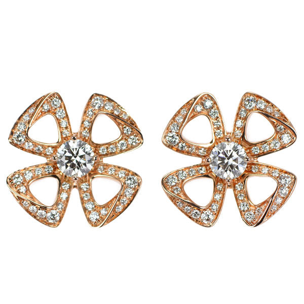 ブルガリ K18PG ダイヤモンド ピアス フィオレヴァー 《セルビー銀座店》【中古】