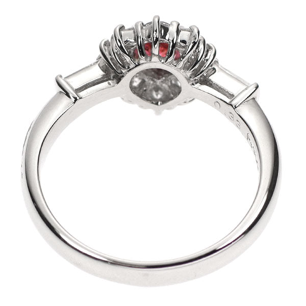 Pt900 レッドスピネル ダイヤモンド リング 0.33ct 0.48ct